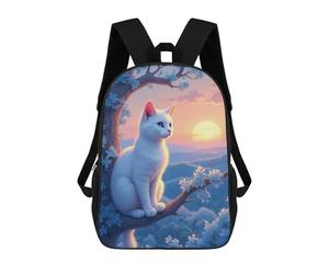 sinyumoney Charming Sunset Cat Artwork Backpack School Bag Secondary Causal Travel High School Bags for Boys/Girls/Teenagers 17inch