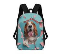 sinyumoney Cheerful Basset Hound School Backpack Water Resistant Travel Backpack Computer Bag for Girls Boys Teenage 17inch