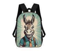 sinyumoney Cheerful Donkey in A Suit Backpack Kids School Backpack School Bag 3D Printed Fashion School Bag for Boys Elementary And Middle School Student 17inch
