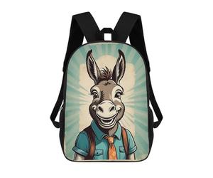 sinyumoney Cheerful Donkey in A Suit Backpack Kids School Backpack School Bag 3D Printed Fashion School Bag for Boys Elementary And Middle School Student 17inch