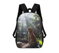 sinyumoney Cheetah Cub in Sunlit Jungle Kids School Backpack 17 Inch School Bag 3D Printed School Bag for Boys Elementary And Middle School Students