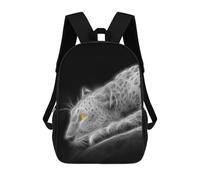sinyumoney Cheetah Fractal White Grey Backpack 3D Printed Kids School Backpack High Capacity Travel Backpacks Book Bags Kids Backpack 17inch