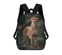 sinyumoney Cheetah in Rainy Forest-1 Backpack School Rucksack Casual Daypacks School Work Travel Bag for Men, Women & Teenage Boys 17inch
