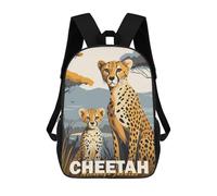 sinyumoney Cheetah Mother And Cub Children's School Backpack 3D Printed for Kids Travel Rucksacks Book Bags for Boys Elementary School Students 17inch