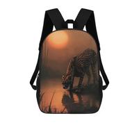 sinyumoney Cheetah Oasis Children's School Backpack 3D Printed for Kids Travel Rucksacks Book Bags Kids School Bag 17inch