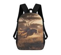 sinyumoney Cheetah Running in Grassland Backpack 3D Printed Children's School Backpack Kids Travel Backpacks High Capacity Book Bags Children's Backpack Rucksack 17inch
