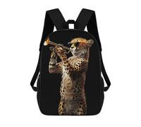 sinyumoney Cheetah Trumpet Backpack School Bag Rucksack for Girls Boys Backpacks Large Capacity Kids Back Pack Lightweight School Bags for Children Students 17inch