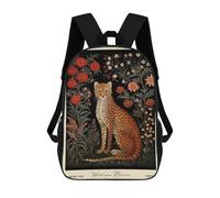 sinyumoney Cheetah William Morris Flowers Backpack School Fashion Stationery Backpack Waterproof Casual Daypacks for Campus Outdoor Travel Sports 17inch