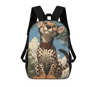 sinyumoney Cheetah with Big Eyes Rucksacks 3D Printed Children Backpacks Fashion Casual Daypack Cute Travel Bags Outdoor Casual Daypack for Boy And Girl 17inch