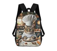 sinyumoney Chef Cat Bakes Bread Children's Backpacks School 3D Printed Bag Bookbag for Kids Travel Rucksacks Boy Girl Book Bags Kids School Bag 17inch