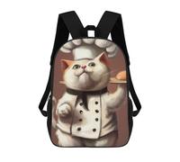 sinyumoney Chef Cat Rucksacks 3D Printed Children Backpacks Fashion Casual Daypack Cute Travel Bags Outdoor Casual Daypack for Boy And Girl 17inch