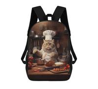 sinyumoney Chef Cat School Backpack 3D Printed School Bags Boys Girls Laptop Backpack for Kids/Students/Adults 17inch