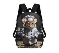 sinyumoney Chef Mouse Children's Backpacks School Backpack 3D Printed for Kids Travel Rucksacks Book Bags Kids 17inch School Bag