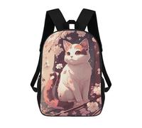 sinyumoney Cherry Blossom Cat-8 Kids Backpack, Kids School Bag 3D Printed School Backpacks for Boys And Teenager School Students 17inch