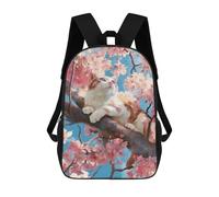 sinyumoney Cherry Blossom Cat Art Print Backpacks Kids Student Schoolbag 3D Printed Backpacks Elementary And Middle School Students Backpacks for Boys Girls 17inch