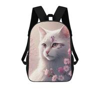 sinyumoney Cherry Blossom Cat Fantasy Children's School Backpack Fashion Casual Children's Backpacks 3D Printed School Bags Boy Large Backpack 17inch