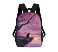 sinyumoney Cherry Blossom Cat Sunset Backpack School Daypacks Business Backpack Water Resistant Bookbag for Camping Outdoor Adventures And Daily Travel 17inch