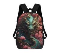sinyumoney Cherry Blossom Dragon School Backpack Large Water Resistant Laptop Backpack for Boys/Girls/Teenagers 17inch