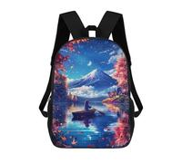 sinyumoney Cherry Blossom Fuji Mount Backpack 3D Printed Children's School Backpack Kids Travel Backpacks High Capacity Book Bags Children's Backpack Rucksack 17inch