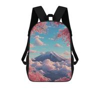 sinyumoney Cherry Blossom Fuji Mountain Scene 3D Printed 17inch School Bag Children's School Backpack Travel Backpacks Casual Fashion Bag for Kids School Students