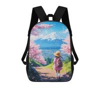 sinyumoney Cherry Blossom Fuji View School Backpack for Girls 17inch Casual Daypack Lightweight Rucksack Boy Girl Backpack for Middle School Students