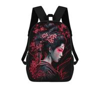 sinyumoney Cherry Blossom Geisha School Backpack for Girls Backpack Water Repellent Casual Daypack Lightweight Rucksack Boy Girl School Backpack 17inch