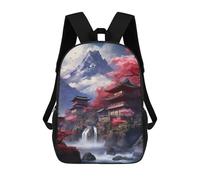 sinyumoney Cherry Blossom Japan House Backpack 3D Printed Children's School Backpack for Kids High Capacity Travel Rucksacks Book Bags Kids School Bag Back Pack 17inch