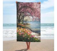 sinyumoney Cherry Blossom Lake Pathway Basics Towel Set Water Absorbent Bathroom Beach Towel for Spa Gym Hotel & Everyday Bathroom 130cm*80cm