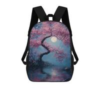 sinyumoney Cherry Blossom Moon Reflection-2 Children's Backpacks 17inch School Backpack 3D Printed Bag Bookbag for Kids Travel Rucksacks Boy Girl Book Bags Kids School Bag