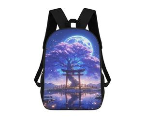 sinyumoney Cherry Blossom Moonlit Gateway School Backpack Business Laptop Rucksack Bag Unisex Casual Daypack for Men, Women & Teenage Boys 17inch