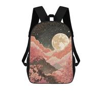 sinyumoney Cherry Blossom Moonlit Landscape -2 Backpacks 3D Printed 17inch Kids School Backpack Outdoor Casual Daypack Casual Travel Bags for Middle School Students