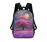 sinyumoney Cherry Blossom Moonlit Landscape 3D Printed 17inch Kids School Bag Rucksacks Children's School Fashion Casual Back Pack High Capacity Travel Book Bags