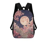 sinyumoney Cherry Blossom Moonlit Landscape Children's Backpacks School Backpack 3D Printed for Kids Travel Rucksacks Book Bags Kids 17inch School Bag