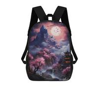 sinyumoney Cherry Blossom Moonlit Landscape Rucksack School Secondary High School College Backpack Travel for Teenage Girls Boys Women Men 17inch
