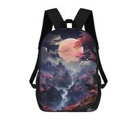 sinyumoney Cherry Blossom Moonlit Valley Backpack 3D Print Kids Bag Elementary Students Daypack Lightweight School Bag for Children Girls Boys Nursery Lunch Pack 17inch
