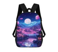 sinyumoney Cherry Blossom Moonlit Village Rucksack Water Resistant Travel Backpack Computer Bag for Teenage Girls Boys Women Men 17inch