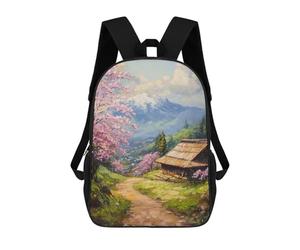 sinyumoney Cherry Blossom Mountain Cabin Rucksack Water Resistant Travel Backpack Computer Bag for Campus Outdoor Travel Sports 17inch