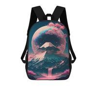 sinyumoney Cherry Blossom Mountain Moon Kids Backpack,School Backpack Kids School Bag 3D Printed Cartoon Large Capacity Backpack for Kids Boys And Girls 17inch