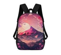 sinyumoney Cherry Blossom Mountain Serenity Backpack Schoolbags for Boys Girls Casual Sport Daypack Elementary Primary Large Capacity Bookbags 17inch