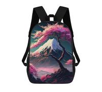 sinyumoney Cherry Blossom Mountain Serenity Backpacks 3D Printed Kids School Backpack School Bag Fashion Rucksacks for Boys Elementary And Middle School Students 17inch
