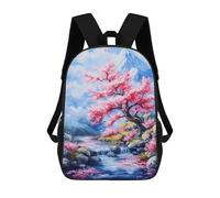 sinyumoney Cherry Blossom Mountain Stream Backpack School Bag Large School Backpack for Boys for Teenage Girls Boys Women Men 17inch
