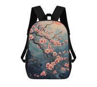 sinyumoney Cherry Blossom Mountains Children's School Backpack 3D Printed for Kids Travel Rucksacks Book Bags for Boys Elementary School Students 17inch