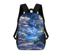 sinyumoney Cherry Blossom Night Drive Rucksack Water Resistant Travel Backpack Computer Bag for Teenage Girls Boys Women Men 17inch