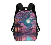 sinyumoney Cherry Blossom Night Scene School Backpack Water Resistant School Bag Business Backpack for Men/Women 17inch