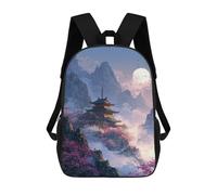 sinyumoney Cherry Blossom Pagoda Moonlit Landscape -1 School Backpack Large School Backpack for Boys for Campus Outdoor Travel Sports 17inch