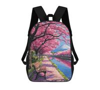 sinyumoney Cherry Blossom Pathway Scene-5 3D Printed 17inch Kids School Backpack School Bag Fashion Rucksacks for Boys Elementary And Middle School Students