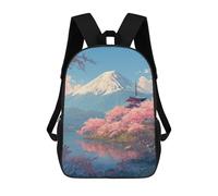 sinyumoney Cherry Blossom Serenity with Mount Fuji Backpack School Daypacks Business Backpack Water Resistant Bookbag for Boys/Girls/Teenagers 17inch