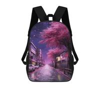sinyumoney Cherry Blossom Street Scene Backpack School Water Resistant Computer Rucksack for Boys/Girls/Teenagers 17inch