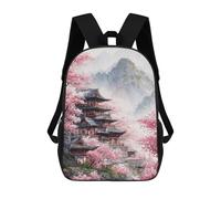 sinyumoney Cherry Blossom Temple Landscape-1 Children's Backpacks School Backpack 3D Printed for Kids Travel Rucksacks Book Bags Kids 17inch School Bag