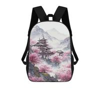 sinyumoney Cherry Blossom Temple Landscape Rucksack Water Resistant Travel Backpack Computer Bag for Teenage Girls Boys Women Men 17inch